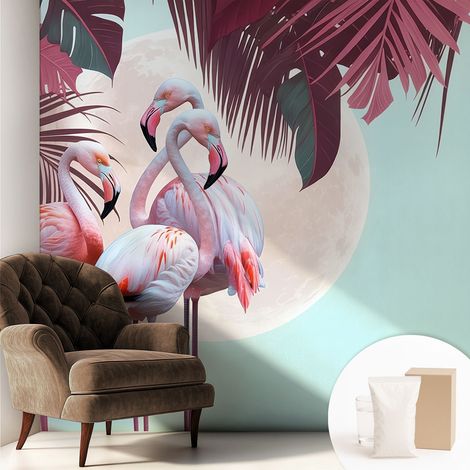 Papier peint intissé décoratif pour salon chambre et cuisine Facile à poser avec colle Oiseaux exotiques 250x250 cm (1/5)