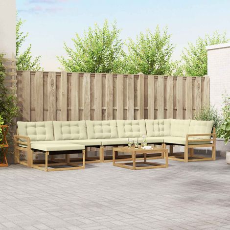 vidaXL Outdoor-Sofagarnitur 8 Stk. Weiß und Creme Massivholz Akazie (1/5)