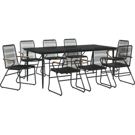 Juego de comedor de jardín 9 piezas ratán PVC negro 020014480 (1/5)