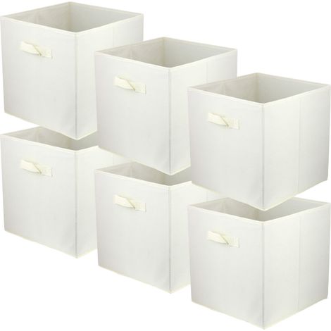 Boîte textile 31x31x31 blanche - Lot de 6