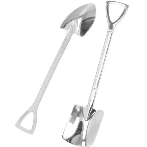 Lot de 2 cuillères à dessert en acier inoxydable robuste et durable, finition brillante, design ergonomique, idéales pour les desserts. Couleur : argent. (1/5)