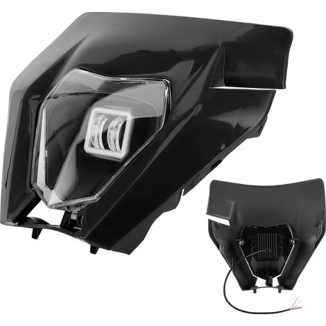 Phare avant moto universel LED 60W 6000K veilleuse, feu de route/croisement, noir (1/5)