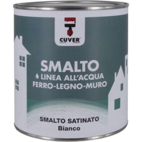 6PZ SMALTO SATINATO AQQUAVER BIANCO PER INTERNI ED ESTERI LT 0,375