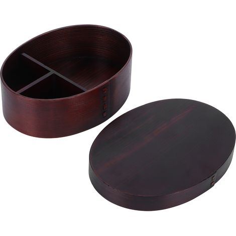Boîte Bento Bois 17.5x13.5cm pour Déjeuner École Bureau - Récipient Alimentaire Portable (1/5)