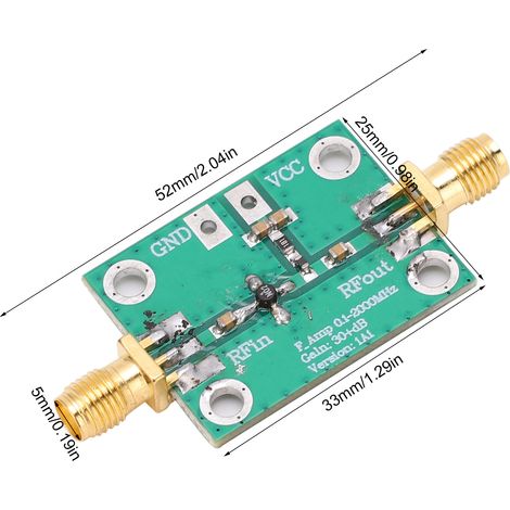 Amplificateur Large Bande RF 0.1-2000MHz Gain 30dB Module LNA Faible Bruit Carte (1/5)