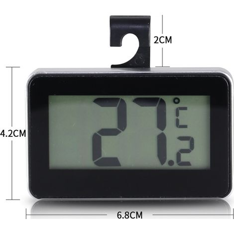 Thermomètre numérique, - 20°C à 60°C Thermomètre de refroidissement idéal, avec aimant et poignée, petit et pratique, noir 1 pièce (1/4)