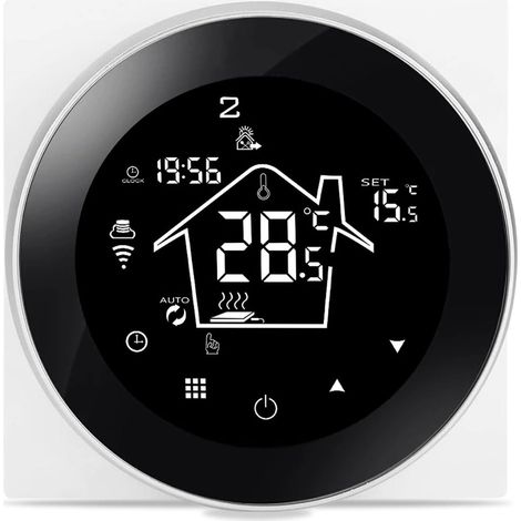 Termostato connesso WiFi per riscaldamento elettrico a pavimento programmabile 16A, termostato ambiente intelligente compatibile con riscaldamento a pavimento, app Smart Life, nero (1/5)