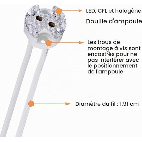 GU5.3 MR16 Lamp Holder for LED Halogen with Cable 12V, Ceramic LED Lamp Base Socket, Bulb Connector with 0.75mm² Wire (1/4)