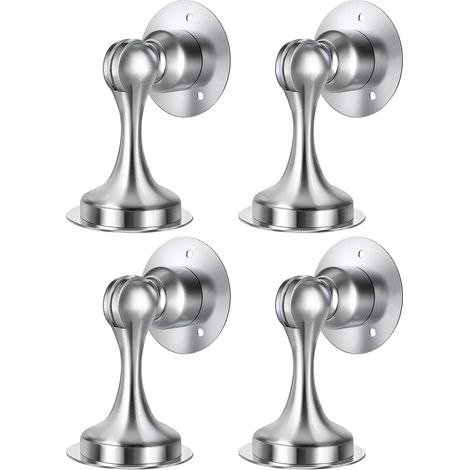 Juego de 4 topes magnéticos para puertas, acero inoxidable, pestillo magnético, con película y tornillos, no requiere perforación, cierre de puerta (1/4)