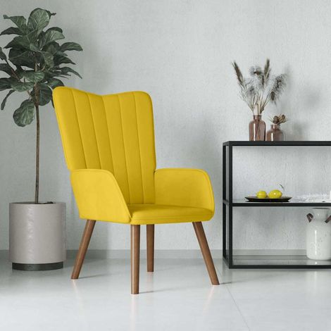 vidaXL Chaise de relaxation Jaune moutarde Velours (1/5)
