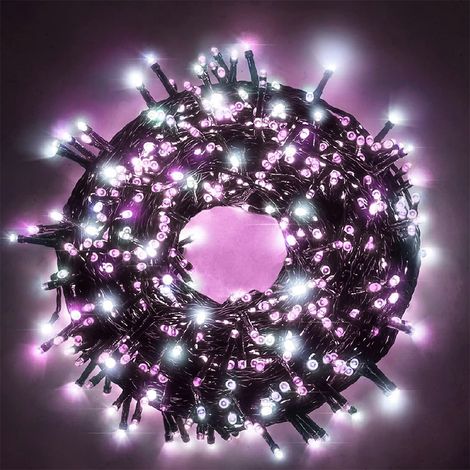 300 luci led Catena Luminosa Natalizia bianco freddo e lilla lunga 20 metri uso esterno o interno ip44 certificate CE Funzione Memory addobbi natalizi decorazione locali casa giardino
