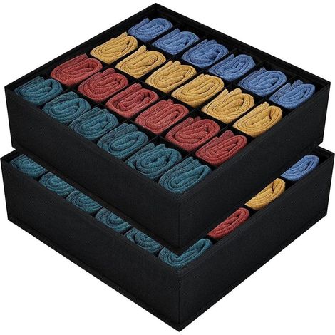 Schubladen Organizer 24 Zellen Socken Gürtel 2 Stück-24 Fächer Schwarz (1/5)