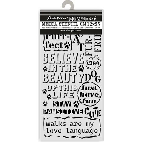 Thick Stencils for Scrapbooks, Albums, Cards, Bullet Journals, Flexible Material, Easy to Clean, for Crafts and Gifting (Furry Friends, Quotes Pattern) (1/2)
