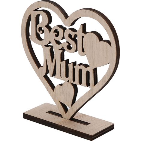 Herzförmige Holzdekoration aus hohlem Sperrholz, perfekt als Geburtstags- oder Muttertagsgeschenk. Beste Mama (1/5)