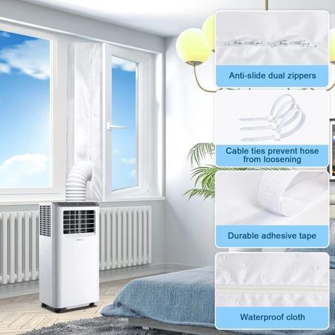 Joint de Fenetre Climatisation 400CM, Tissus Calfeutrage Climatisation Mobile pour Fenêtres, Joint de Fenetre Climatisation, Accessoire Climatis Mobile pour Climatis Portatif et Sèche-Linge (1/5)