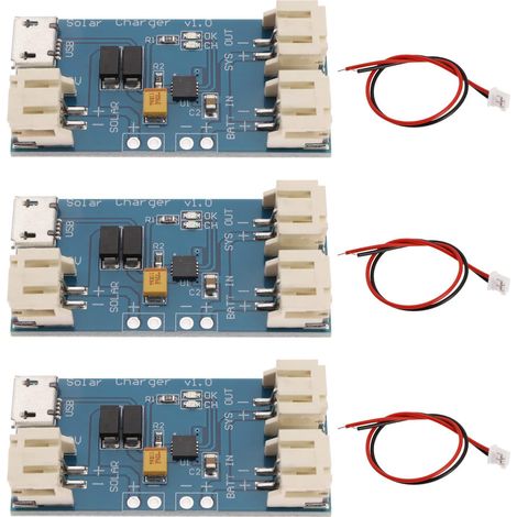 3pcs CN3065 Mini Solaire LiPo Chargeur Conseil 500mA Lithium LiPo Batterie Module de Charge Panneau Solaire Micro USB avec 2pin JST Connecteur Câble (1/5)