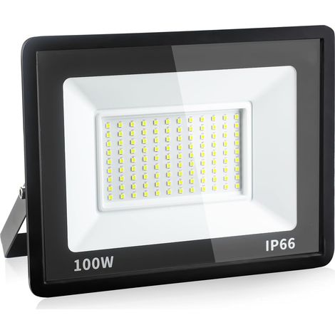 Proiettore LED per esterni, 100-265 Volt, Proiettore LED Corpo in alluminio Proiettore per esterni impermeabile Alta luminosità Proiezione lineare senza spina, 100 Watt (1/5)