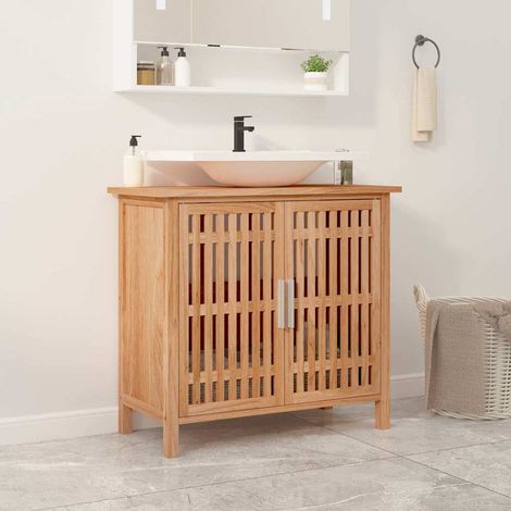 vidaXL Armario de lavabo madera maciza de nogal 66x29x61,5 cm (1/5)
