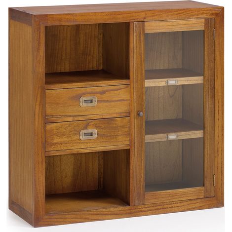 Commode en bois massif de Mindy 1 porte 2 tiroirs Orka 90cm (1/5)