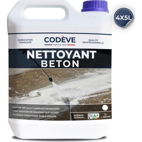 Nettoyant Beton - 4x5 L - Codeve Bois - Pour Nettoyer Une Terrasse, Carrelage, Pavé, Pierre, Béton Ou Ciment.