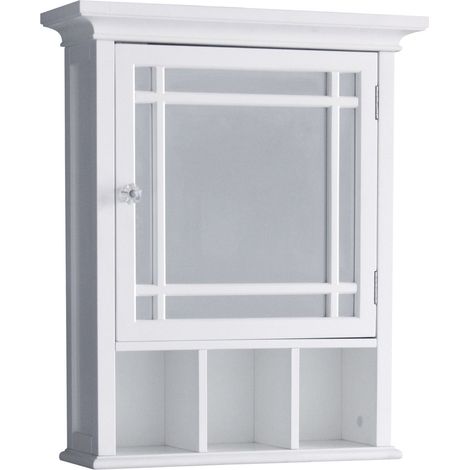 Armoire à Pharmacie de Salle de Bain en Bois avec Miroir Blanc 7442 (1/5)