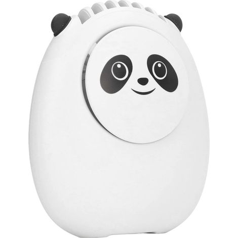 Tragbarer Nackenventilator mit niedlichem Bärenmotiv, 3 Geschwindigkeitsstufen, USB-aufladbar, leiser, klingenloser Mini-Ventilator mit Trageschlaufe für Reisen und Büro, Weiß (1/5)