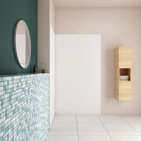 H.210 cm Pannello Doccia ad Angolo 80x90 cm Realizzato in Alluminio da 3 mm con Profili Finitura Bianco Opaco per Rivestimento Parete Bagno (1/5)