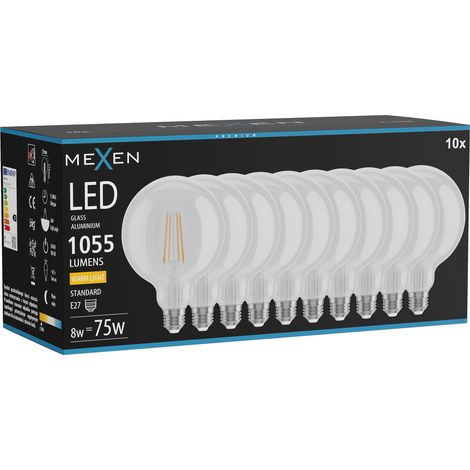 Mexen Vintis 10x Ampoule filament LED E27, G125, 8W, Chaude - 2700K, 1055 lm, claire - L158-E27-0827-00x10 (1/5)