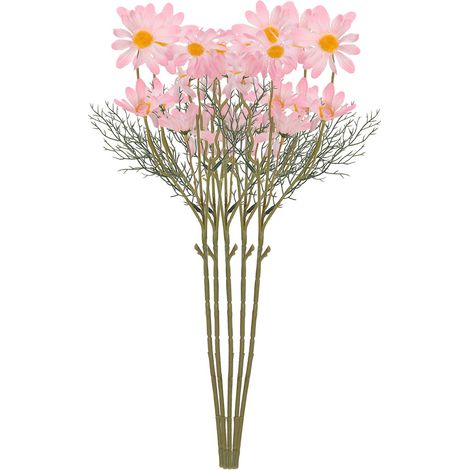 Bouquet De Fleurs Artificielles En Soie Rose - Décoration Réaliste Pour Maison Et Événements - Lot De 1 (1/5)
