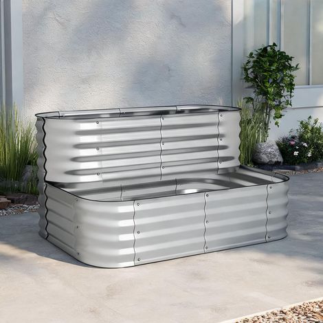 Étagère à plantes métal argent 118 x 45 x 30 cm balcon jardin (1/5)