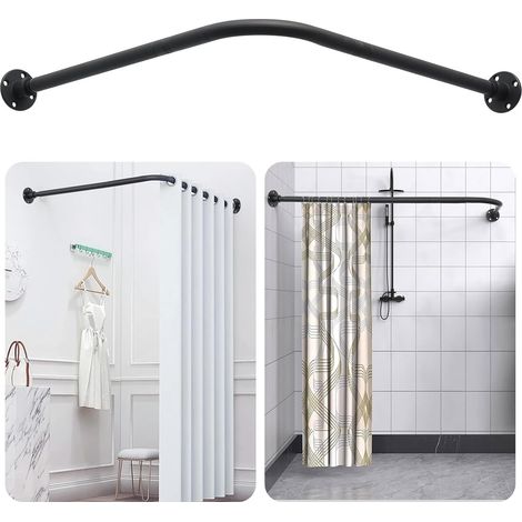 L Forme Tringle à Rideau de Douche, Extensible Angle Barre De Douche Inox, 60-138 cm Réglable Barre Rideau Douche pour Salle de Bain Baignoire,Magasin de Vêtements, Espace Privé,Installé Par Perçage (1/5)