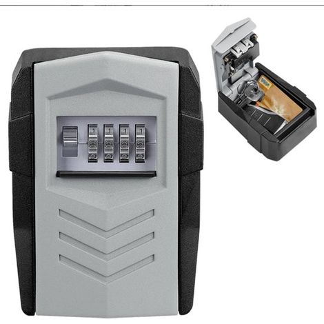 Coffre-fort à clés extérieur haut de gamme à combinaison - Coffre à clés - Armoire à clés - Noir et gris - Coffre-fort à clés à combinaison noir et gris - Coffre-fort à clés - Alliage d'aluminium gris (1/5)