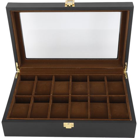 Boîte à montres en bois à 12 compartiments, présentoir de rangement, étui de collection, simple, classique, vintage, organisateur
