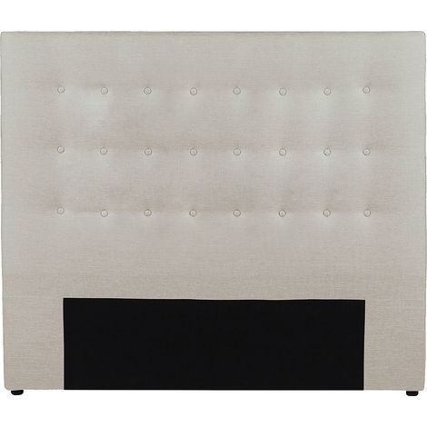 Vente-Unique – Tête de lit capitonnée 180 cm – Tissu 100 % polyester – Beige – Structure MDF – Garnissage mousse polyuréthane – Livrée montée