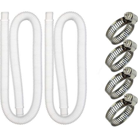 PA Tuyau de piscine - 32 mm - Longueur : 150 cm - Blanc - 2 tuyaux - Pour pompes de filtration et systèmes d'eau salée (1/4)