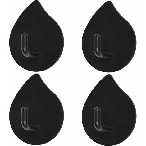 4 Pieces Crochet Adhésif Noir Crochet Mural de Salle de Bains en Acier Inox Crochet Serviette Adhesif Imperméable Accroche Serviette Mural sans Percer pour Cuisine Salon Bureau (1/5)