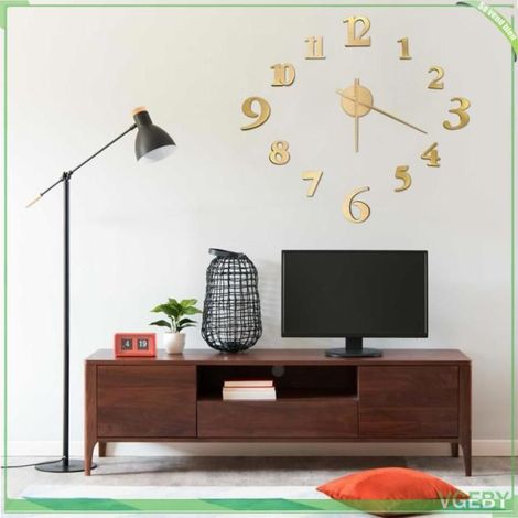 Horloge murale 3D XXL - 325151 - Doré - Ø 100 cm - Look brillant, DIY ajustable (1/5)