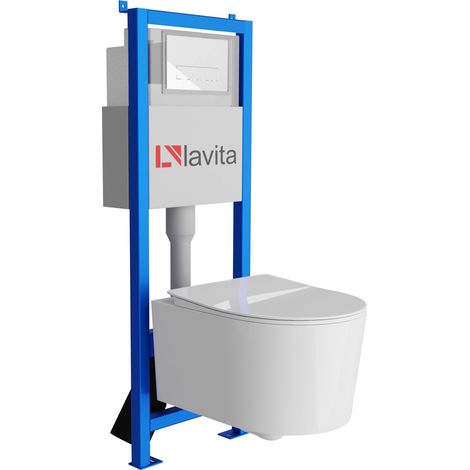 Bâti-support Lavita LAV 101 à 40 cm + WC Loso sans bord + plaque de commande LAV 200.3.1 blanc Kit complet WC (1/5)