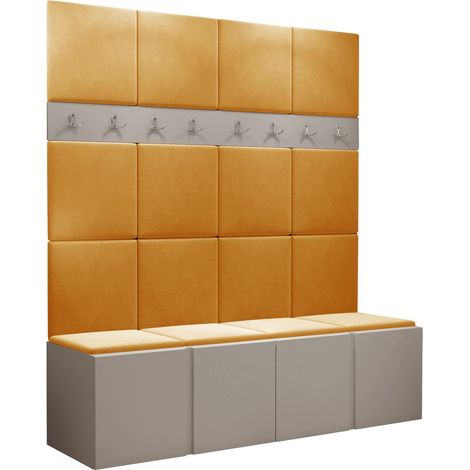 Conjunto para recibidor Pinis V, Manila 32, 186x168x46cm, Aglomerado laminado, Tapiz, Colocada, Montada en la pared