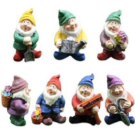 Bardusch - 7 Pièces Nains de Jardin, Statue Gnomes Fée Miniature, Ornements Figurine Nains Mignons, pour Décoration de Table et Jardin pour (1/4)
