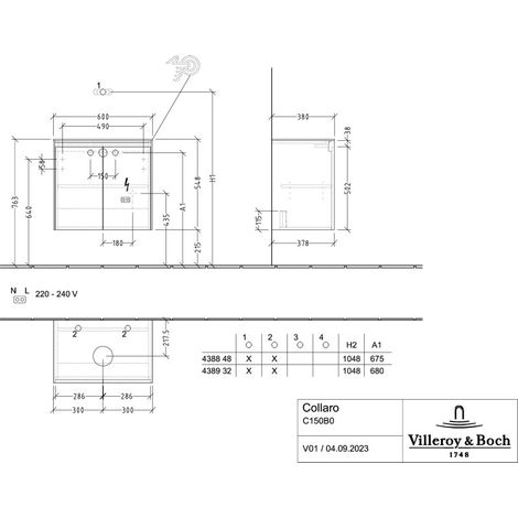 Villeroy & Boch C150B0MS WTUS Collaro 600x548x380mm avec fixation