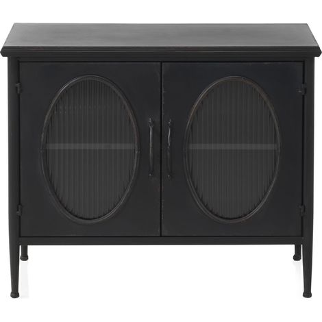 Commode à structure métallique, porte en verre ovale (1/5)