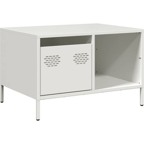 Maison Exclusive - Couchtisch Weiß 68,5x50x43,5 cm Kaltgewalzter