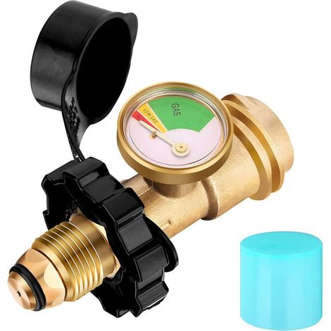 Adaptateur De Bouteille De Propane - Raccord Valve Stem Vers Qcc1 - Pour Bouteille De 45,4 Kg - Avec Manomètre Intégré (1/5)