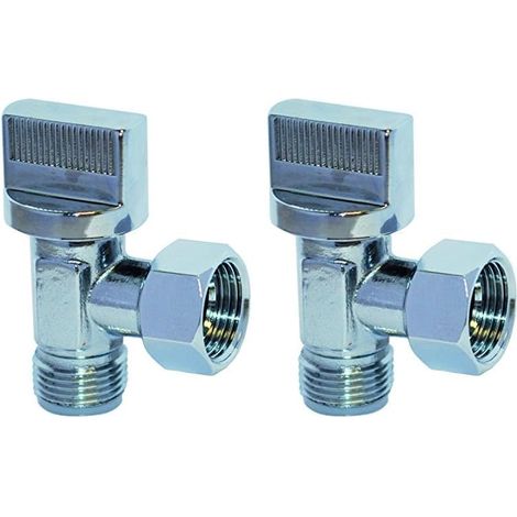 Robinet d'arrêt d'eau chaude et froide à trois voies, vanne d'arrêt d'eau chaude et froide, vanne d'arrêt d'eau à une entrée et deux sorties, convient aux toilettes et aux chauffe-eau (2 pièce)