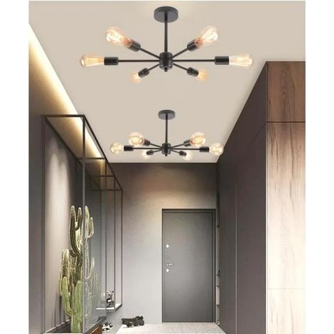 Lot de 2 Plafonnier Couloir,E27 Retro Lustre Plafonnier Industrielle en Métal Style Edison pour Salon Chambre (1/4)