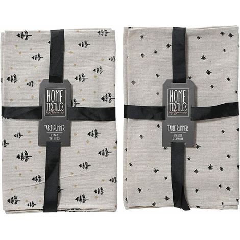 Tovaglia grigia con stampa nera, 2 modelli, 32x0,5x150cm. Basics (1/2)