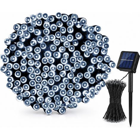 Guirlande Lumineuse LED Solaire Blanche, 200 LED, 8 Modes, Étanche pour Jardin et Décoration de Noël (1/5)