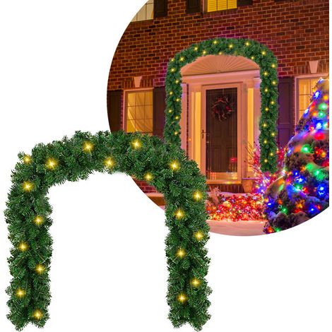 Randaco Ghirlanda di Natale con illuminazione ghirlanda di luci ghirlanda di abete decorazione natalizia per caminetti scale porte pareti 500 cm 100 LEDs (1/5)