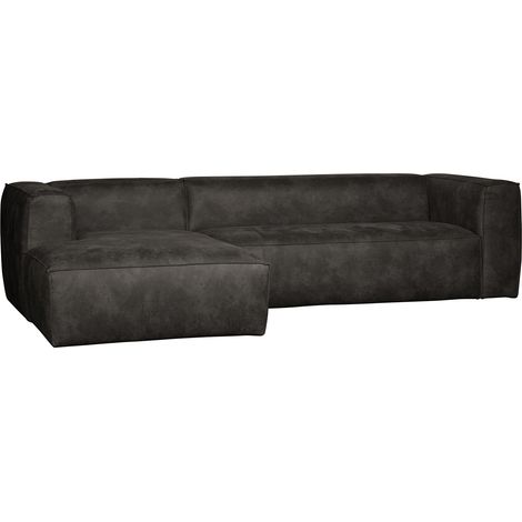 Canapé d'angle gauche cuir 305cm BEAN - Noir (1/4)